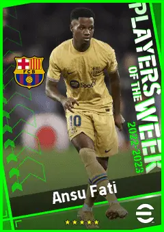 Ansu Fati eFootball 2026 player card, 94 OVR LWF