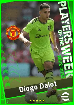 Diogo Dalot eFootball 2026 player card, 90 OVR RB