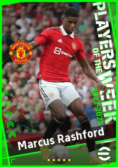 Marcus Rashford eFootball 2026 player card, 91 OVR CF