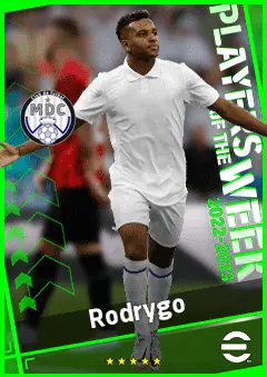 Rodrygo eFootball 2026 player card, 93 OVR RWF