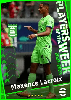 Maxence Lacroix eFootball 2026 player card, 91 OVR CB