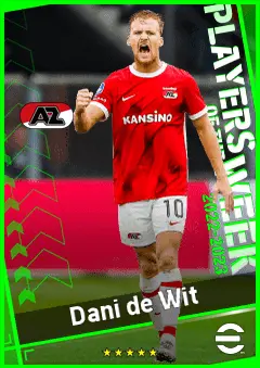 Dani de Wit eFootball 2026 player card, 89 OVR CMF
