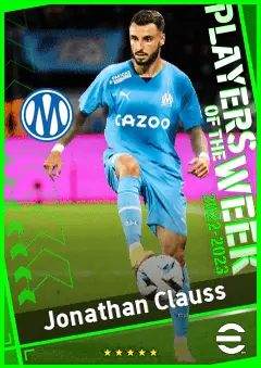 Jonathan Clauss eFootball 2026 player card, 90 OVR LMF