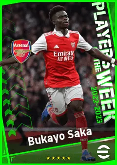 Bukayo Saka eFootball 2026 player card, 94 OVR RMF