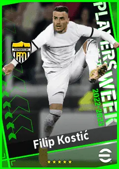 Filip Kostić eFootball 2026 player card, 92 OVR LMF