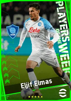 Eljif Elmas eFootball 2026 player card, 92 OVR LWF