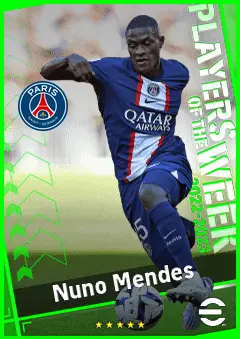 Nuno Mendes eFootball 2026 player card, 92 OVR LB