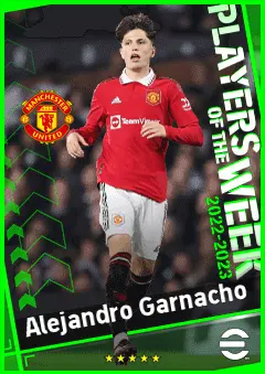 Alejandro Garnacho eFootball 2026 player card, 90 OVR LWF