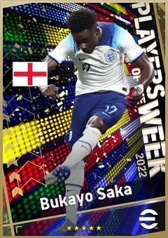 Bukayo Saka eFootball 2026 player card, 94 OVR RWF