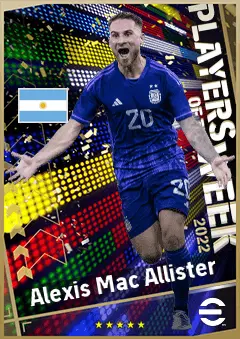 Alexis Mac Allister eFootball 2026 player card, 90 OVR CMF