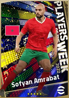 Sofyan Amrabat eFootball 2026 player card, 89 OVR DMF