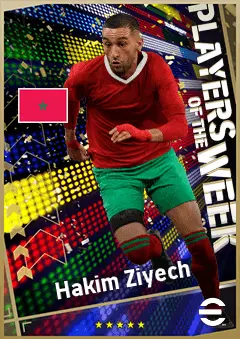 Hakim Ziyech eFootball 2026 player card, 92 OVR RWF