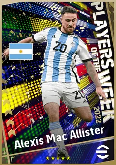 Alexis Mac Allister eFootball 2026 player card, 90 OVR CMF