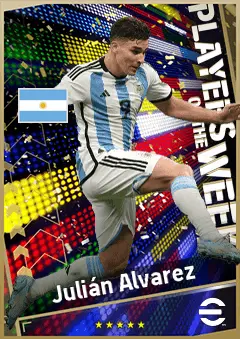 Julián Alvarez eFootball 2026 player card, 92 OVR CF
