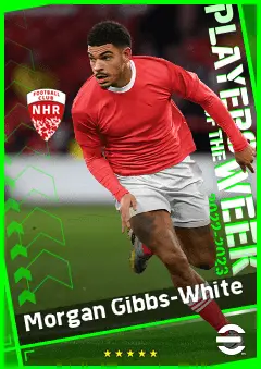 Morgan Gibbs-White eFootball 2026 player card, 92 OVR CF