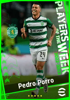 Pedro Porro eFootball 2026 player card, 92 OVR RMF