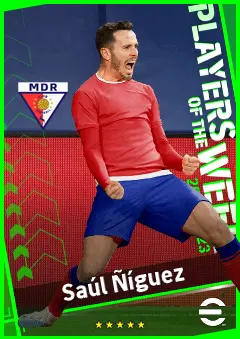Saúl Ñíguez eFootball 2026 player card, 91 OVR CMF