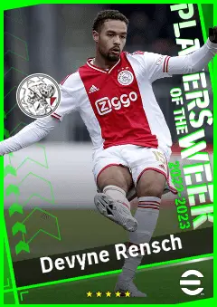 Devyne Rensch eFootball 2026 player card, 90 OVR RB