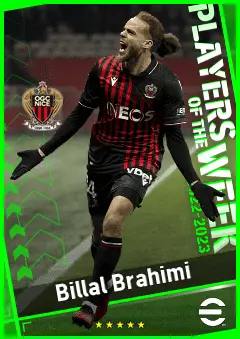 Billal Brahimi eFootball 2026 player card, 91 OVR LWF
