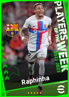 Raphinha eFootball 2026 player card, 93 OVR RWF