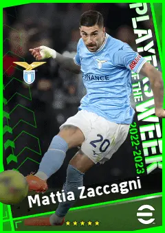 Mattia Zaccagni eFootball 2026 player card, 92 OVR LWF