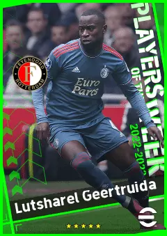 Lutsharel Geertruida eFootball 2026 player card, 90 OVR RB