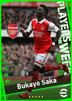 Bukayo Saka eFootball 2026 player card, 94 OVR RWF