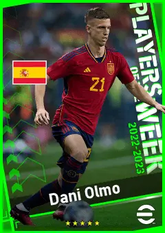 Dani Olmo eFootball 2026 player card, 93 OVR RWF