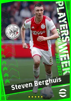 Steven Berghuis eFootball 2026 player card, 92 OVR RWF
