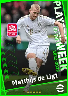Matthijs de Ligt eFootball 2026 player card, 95 OVR CB