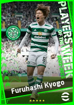 Furuhashi Kyogo eFootball 2026 player card, 91 OVR CF