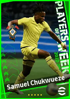 Samuel Chukwueze eFootball 2026 player card, 92 OVR RWF