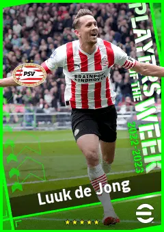 Luuk de Jong eFootball 2026 player card, 92 OVR CF