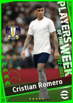 Cristian Romero eFootball 2026 player card, 95 OVR CB
