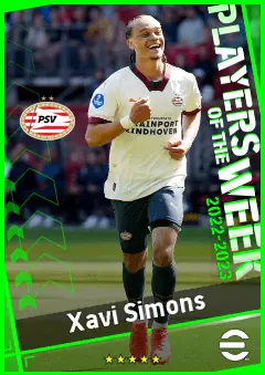 Xavi Simons eFootball 2026 player card, 90 OVR LWF