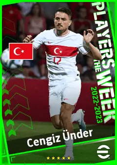 Cengiz Ünder eFootball 2026 player card, 91 OVR AMF