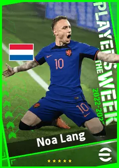 Noa Lang eFootball 2026 player card, 91 OVR LMF