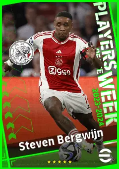 Steven Bergwijn eFootball 2026 player card, 91 OVR LWF