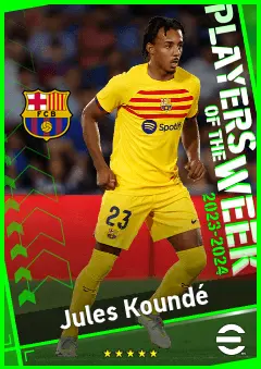 Jules Koundé eFootball 2026 player card, 95 OVR CB