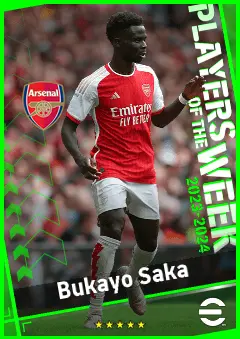 Bukayo Saka eFootball 2026 player card, 95 OVR RMF