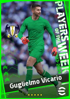 Guglielmo Vicario eFootball 2026 player card, 92 OVR GK
