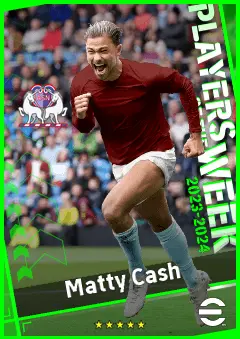 Matty Cash eFootball 2026 player card, 92 OVR RMF