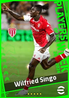 Wilfried Singo eFootball 2026 player card, 92 OVR CB