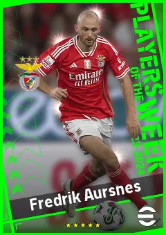 Fredrik Aursnes eFootball 2026 player card, 93 OVR LB