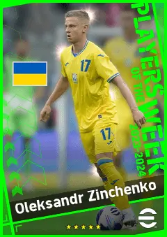 Oleksandr Zinchenko eFootball 2026 player card, 94 OVR DMF