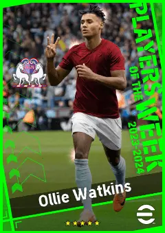 Ollie Watkins eFootball 2026 player card, 93 OVR CF