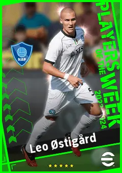 Leo Østigård eFootball 2026 player card, 91 OVR CB