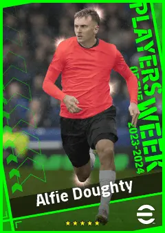 Alfie Doughty eFootball 2026 player card, 90 OVR LMF