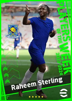 Raheem Sterling eFootball 2026 player card, 93 OVR LWF