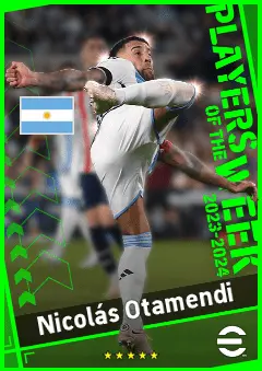 Nicolás Otamendi eFootball 2026 player card, 93 OVR CB